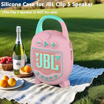 JCHPINE Silicone Cover Case for JBL Clip 5 Portable Bluetooth Speaker - color: Pink