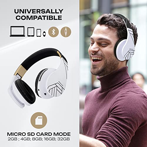 PowerLocus Bluetooth Over-Ear Headphones, Wireless Stereo Foldable Headphones Wireless and Wired Headsets with Built-in Mic, Micro SD/TF, FM for iPhone/Samsung/iPad/PC (Black/White) - color: Black/White