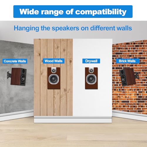 Speaker Wall Mount, Swivel and Tilt, Holds up to 30lbs，2 Packs | All Metal Wall Speaker Mount for Small Speakers，Easy DIY Assembly, DX-618 ,Black