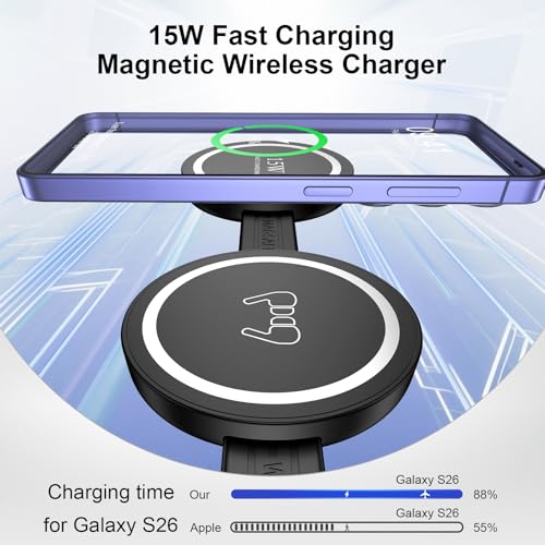 3 in 1 Wireless Charging Station Samsung, Foldable Wire Less Charging Pad for Samsung S26 S25 Ultra S24, Fast Charging Station Galaxy Watch8/7 Galaxy Buds4, Travel Charger for Samsung Multi Devices - color: Wireless Charger Black