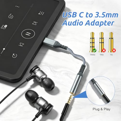 USB C to 3.5mm Audio Headphone Adapte(2 Pack), USB C To Aux Adapter Type C Hi-Fi Usb C To Headphone Jack Adapter For iphone 17 Pro Max/17 Pro, 16/15 Pro Max, 16/15 Pro, Galaxy S24/S23/S22 Ultra
