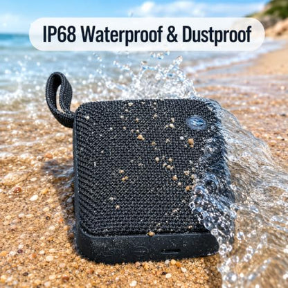 BP26 Portable Mini Bluetooth Speaker with FM Radio, IP68 waterproof and dustproof, 5 hours of playtime, TWS Pairing, Bluetooth 5.3, Ultra-Portable speaker for home, outdoor and travel (Black)
