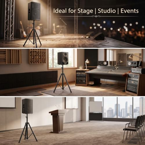 QWORK 2 Pack Adjustable PA Speaker Stands 39–77 Inches – Stable Tripod Mount for Stage, Studio & Events