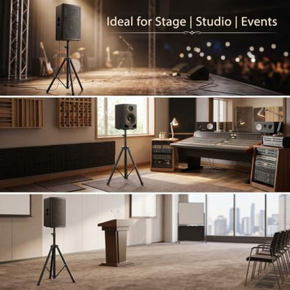 QWORK 2 Pack Adjustable PA Speaker Stands 39–77 Inches – Stable Tripod Mount for Stage, Studio & Events