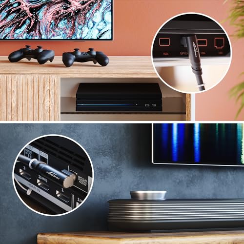 KabelDirekt – TOSLINK Cable – 50ft – Soundbar | Optical audio cable, digital S/PDIF, stereos/amplifiers/amps, Xbox One/PS4 - color: Black, size: 50ft