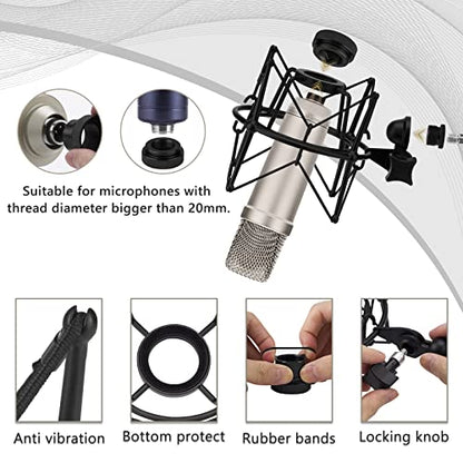 Geekria for Creators Microphone Shock Mount Compatible with Rode NT-USB, NT1-A, NT2-A, NT1000, NT2000, Procaster, Mic Anti-Vibration Suspension Adapter Clamp Mic Holder Clip (Black/Metal)