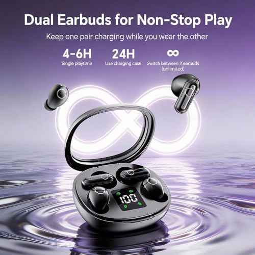 Xmenha Mini Invisible Small Earbuds Set Sleep Ear Buds Purple Wireless Bluetooth for Small Ears Canals Side Sleepers Tiny Micro Low Profile Smallest Hidden Discreet Earbuds 2 Pack Headphones for Work - color: Purple