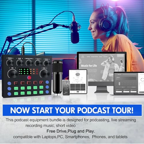 ALSO GO Podcast Equipment Bundle, V8s Sound Card with BM-800 Microphone | Podcast Microphone Bundle with Voice Changer, Recording Studio Equipment for Singing Gaming Live Streaming and YouTube Tiktok - size: 1× BM800 Microphone