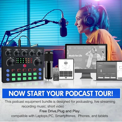ALSO GO Podcast Equipment Bundle, V8s Sound Card with BM-800 Microphone | Podcast Microphone Bundle with Voice Changer, Recording Studio Equipment for Singing Gaming Live Streaming and YouTube Tiktok - size: 1× BM800 Microphone