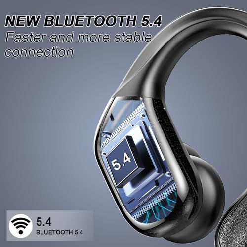 Wireless Earbuds, Sport Bluetooth 5.4 Headphones 2026 New Bluetooth Earbuds with 75Hrs Stereo, 4 ENC Mic, Noise Canceling Over-Ear Buds with Earhooks, IP7 Waterproof Earphones for Workout/Running/Gym - color: A-Black