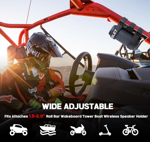 Portable Speaker Mount for UTV Sound Bar Fits JBL Side by Side Accessories | Golf Cart, Ebike, Scooter, Boat, Railing, Removable Bluetooth Wireless JBL Speaker Holder Strap, Fits JBL Charge 5 6 Flip 5 6 - style: Without Carabiner