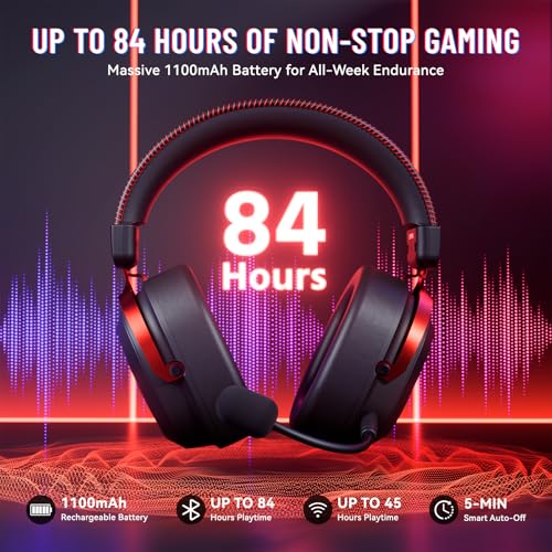 ATTACK SHARK L30 PRO Wireless Gaming Headset,7.1 Surround Sound, 50mm Drivers,20ms Low Latency,Detachable Noise-Canceling Mic, Aluminum Alloy Frame,Tri-Mode Connectivity Over-Ear Headset-Black Red - color: Black Red