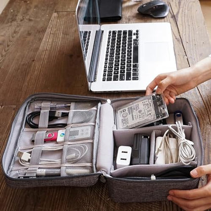 Organizer Case Small Electronic Devices USB Charger Accessories Mouse Phone Cable SD Power Bank Earphone - color: Large-Sky Blue