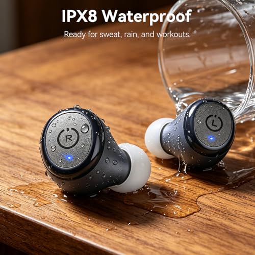 TOZO T10 Wireless Earbuds Powerful Bass Stereo Wireless Charging, APP, IPX8 | Waterproof, 55H Playtime, Ergonomic Design In Ear buds, App Customize EQ, Bluetooth 5.3 Headphones for Work, Travel, Blue - color: Matte Blue