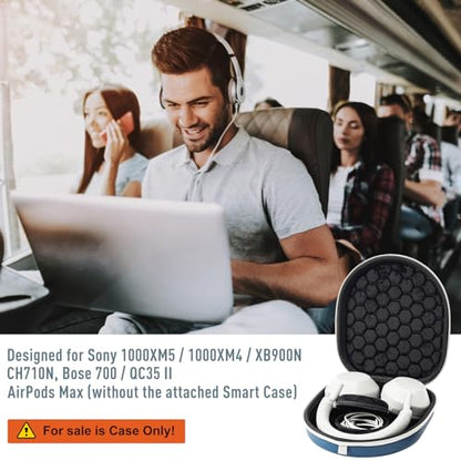 ProCase Hard Travel Case for Sony Headphones -Navy | Fits WH-CH720N/WH-CH710N/WH-CH520/WH-CH510/WH-1000XM5/WH-1000XM4/WH-XB910N & Bose 700, Carrying Bag with 2 Dust Covers - color: Navy