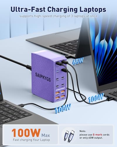 1000W USB Charging Station,12-Port USB C Charger Block with Dual 100W PD | USB-C Fast Charging Station Hub for MacBook Pro/Air/All iPad Phone 17/16 15/14/13/Pro Max/Samsung Galaxy Note - color: Purple