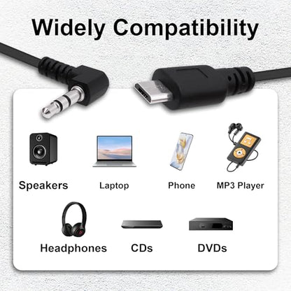 Micro USB to 3.5mm Stereo AUX Audio Cable Adapter 30cm