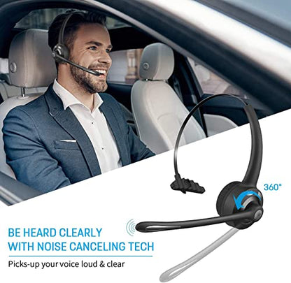 BlueFire Wireless Headphones, Pro Trucker Headset, Wireless Over Head Earpiece, On Ear Car Headphones with Microphone for Truck Driver, Phones, Skype, Call Center, Office