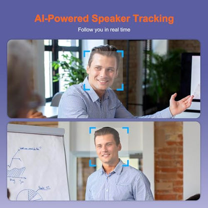 4K Video Conference Room Camera System with Remote Control, AI Auto Framing&Focus, Speaking Tracking, Digital Zoom, Webcam with Microphone and Speaker for Windows TV/PC/Laptop/Zoom/Teams/Skype - color: White
