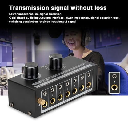 RCASwitch, RCAAudio Switch, QH 06 6 Input 1 Out Audio Signal Source Switcher, HiFi Input Selector Splitter Box