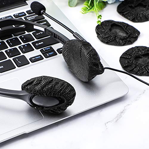 BBTO 300 Pieces Disposable Headphone Covers Non Woven Sanitary Fabric Headset Earphone Covers for Ear Pad Headphones(S-6.5 cm,Black) - color: Black, size: S-6.5 cm