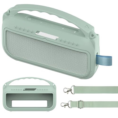 JCHPINE Silicone Cover Case for Bose SoundLink Flex Speaker 2nd Gen | Accessories Compatible with Bose SoundLink Flex 2, Protective Case with Shoulder Strap (Alphine Sage) - color: Alphine Sage