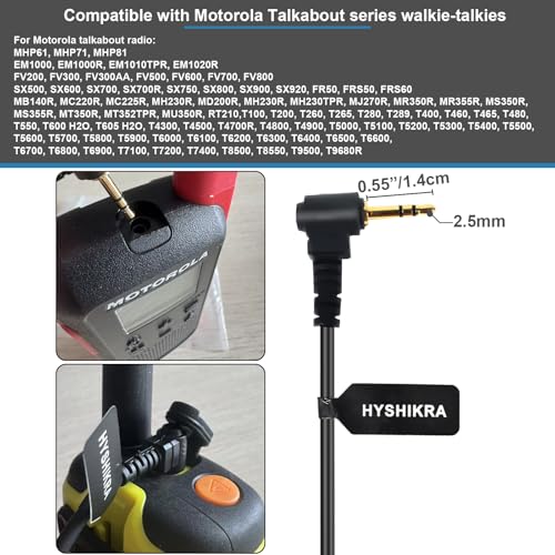 Universal Ham Radio Earpiece Adapter Cable, 2.5mm 1Pin to 3.5mm Female Headset Line Compatible with Motorola Talkabout MH230R T200 T260 T460 T600 MR350R MT350R MS350R 2-Way Radio
