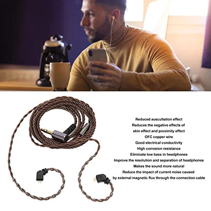 WW Replacement Earphone Cable, Oxygen Free Copper Headphone Upgrade Cable with Pre - Formed Ear Hooks, for TFZ TRN AS10 AS06 ZST ZS3 UE QDC CCA 2 - Pin 0.78mm