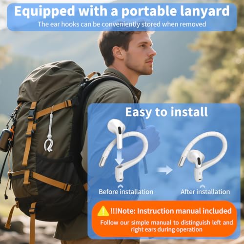 Anti-Slip Ear Hooks for AirPods 5/4/3 Earbuds, Sport Anti-Loss (White) - color: White