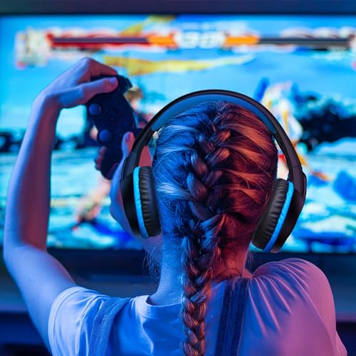 B3 Gaming Headset, Blue | Nintendo Switch, Xbox One, PS4, Mega Bass Surround, Noise Cancelling, 3.5mm Jack Over Ear with Mic, Laptop PC Smartphones - color: Blue