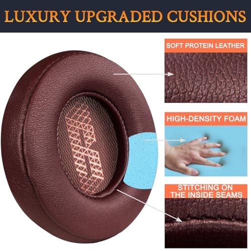SOULWIT Replacement Ear Pads for JBL Live 400BT/Live 400 BT On-Ear Wireless Headphones, Earpads Cushions with Softer Protein Leather, Noise Isolation Foam - Red - color: Red