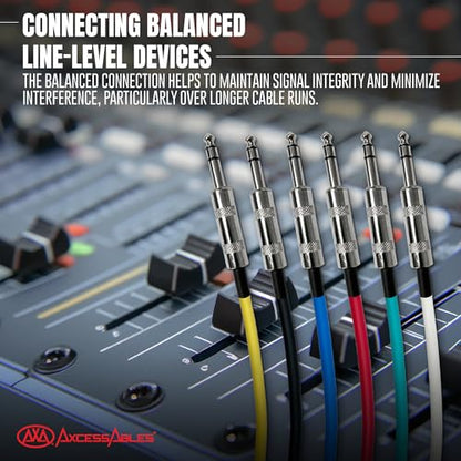 AxcessAbles Balanced Audio Cables - 1/4" TRS to TRS 6 Pack (10ft) - size: 10ft