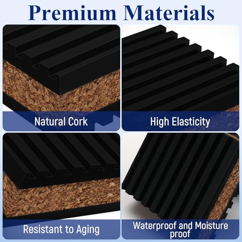 Cork Soundproofing Mats and Vinyl Record Soundproofing Feet, 2” x 2” x 7/8” Dimensions for Turntable Amplifiers Subwoofers Record Players Vibration Isolation and Noise Reduction (4-Pack)