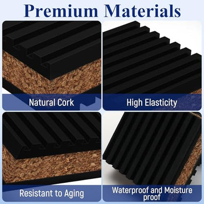 Cork Soundproofing Mats and Vinyl Record Soundproofing Feet, 2” x 2” x 7/8” Dimensions for Turntable Amplifiers Subwoofers Record Players Vibration Isolation and Noise Reduction (4-Pack)