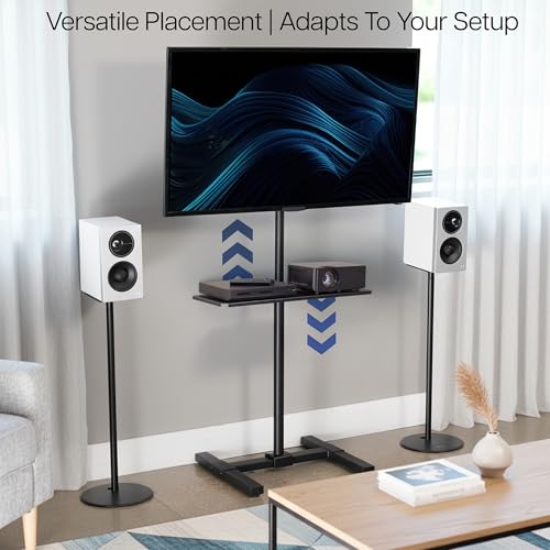 VIVO Universal Steel 24 x 8 inch Shelf Pole Mount for TV Cart, Attaches to 0.5” to 2.4” Poles, Speaker & Microphone Stands, Clamp-on Utility Storage Surface, Black, MOUNT-SF24P - size: 24 x 8 inch
