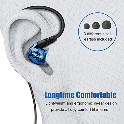 Wired Stereo-to-Mono Single Earbud with Mic and Control, Right Ear Only | Over Ear Hook, Mono Earphone Case, for Cell Phones Laptop, One Ear in-Ear Headphone Headset for Driving Sport Running Cycling