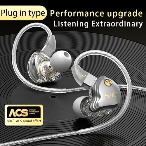 3.5mm Wired IEM Earbuds with Mic, 10mm Driver, Detachable Cable | 10mm HiFi sound, detachable 4N OFC cable and noise-isolating fit for music, gaming, calls and daily use. - color: Silver, size: 3.5mm