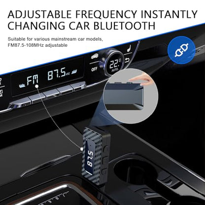USB Bluetooth Receiver for Car, Bluetooth 5.3 Wireless Audio Adapter, USB Power Supply 3.5mm Aux Jack Adapter, FM+AUX Transmitting Signal Receiver, for Car Stereo Sound Home Stereo, PC (Black)