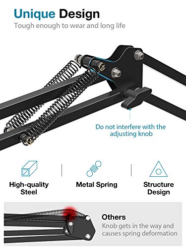 InnoGear Mic Arm Desk Mount Microphone Stand Boom Arm for Blue Yeti Nano | Precise Mic Positioning, Compact, Fully Rotatable, 5/8" to 3/8" and 5/8" to 1/4" Adapter Included, For Blue Yeti, Hold 3.3 lb