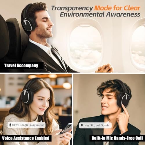 Over Ear Wireless Headphones with 120H Playtime, Hi-Res Audio, Deep Bass, Memory Foam Ear Cups