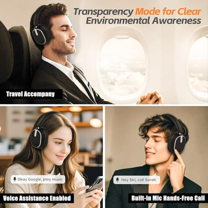 Over Ear Wireless Headphones with 120H Playtime, Hi-Res Audio, Deep Bass, Memory Foam Ear Cups