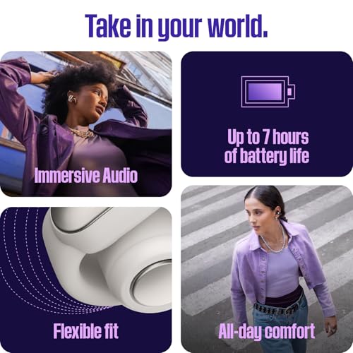 Bose Ultra Open Earbuds - Bluetooth Open Ear Earbuds with OpenAudio for Awareness, Clip-On Design for Comfort, Water Resistant, Up to 48 Hrs of Playtime, White Smoke - color: White Smoke