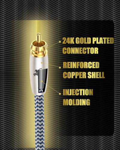 Premium 2RCA Audio Cable, Dual Male to Male, 0.75m(2.4ft), 24K Gold-Plated, OFC, for Turntable/Amp/Speaker/Audio - color: 2RCA Cable, size: 2.4FT/0.75m