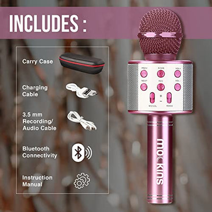 Mockins Purple Bluetooth Karaoke Microphone for Kids with Bluetooth Microphone Wireless Speaker | Wireless Mic Karaoke for iOS & Android | All-in-One Mic - color: Purple