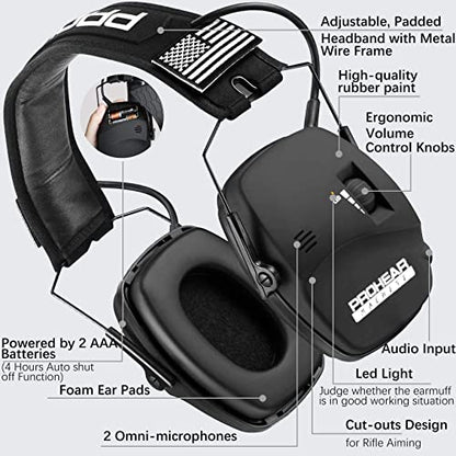 PROHEAR Digital Electronic Shooting Ear Protection 5X Sound Amplification Earmuffs, 23dB NRR Low Profile Noise Reduction Hearing Protection for Gun Range and Hunting, Black - style: Electronic 2.0 - Black