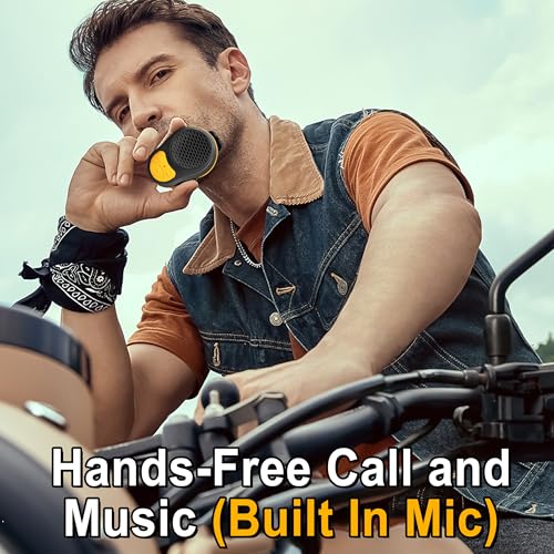 Wearable Bluetooth Speaker Clip On, Mini Portable Wireless Speaker with Mic, IPX5 Waterproof, All Day Playtime, Lightweight Small Speaker for Workout Running Sports Travel (Black+Orange)