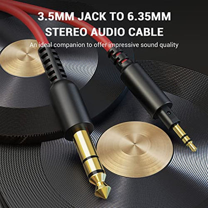 OneOdio Coiled 3.5mm to 6.35mm TRS Stereo Audio Cable, 6.9ft-9.8ft Stretchable, Gold-Plated Connectors, Spring Guitar/Amp/HiFi Aux Cord for Fusion A71
