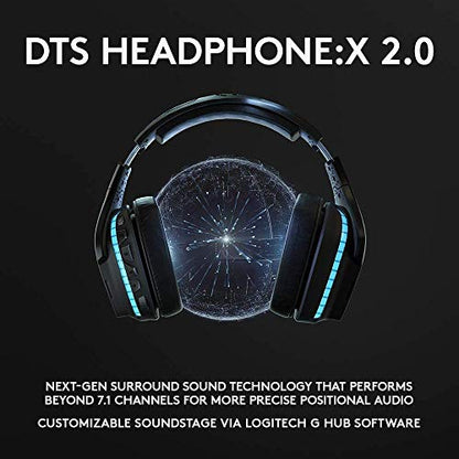 Logitech G935 Wireless DTS:X 7.1 Surround Sound LIGHTSYNC RGB PC Gaming Headset - Black, Blue (Renewed)