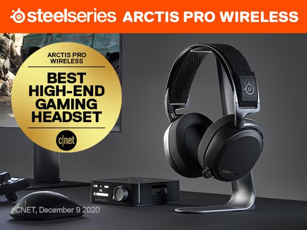 SteelSeries Arctis Pro Wireless Gaming Headset - High Fidelity 2.4 GHz Wireless - Mixable Bluetooth - Non-Stop Dual Battery - OLED Base Station - AI Noise Canceling Mic - PC, PS5, PS4, Mobile - Black - color: Black