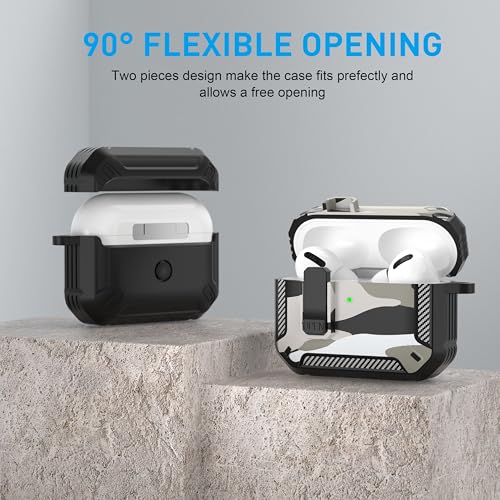 for AirPods Pro 3 Case with Magnetic Lock, Magsafe Compatible, Camo White - color: Camo White, size: AirPods Pro 3 Case 2025